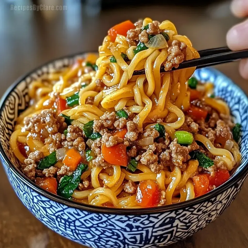 Beefy Noodles with Mongolian Flavor