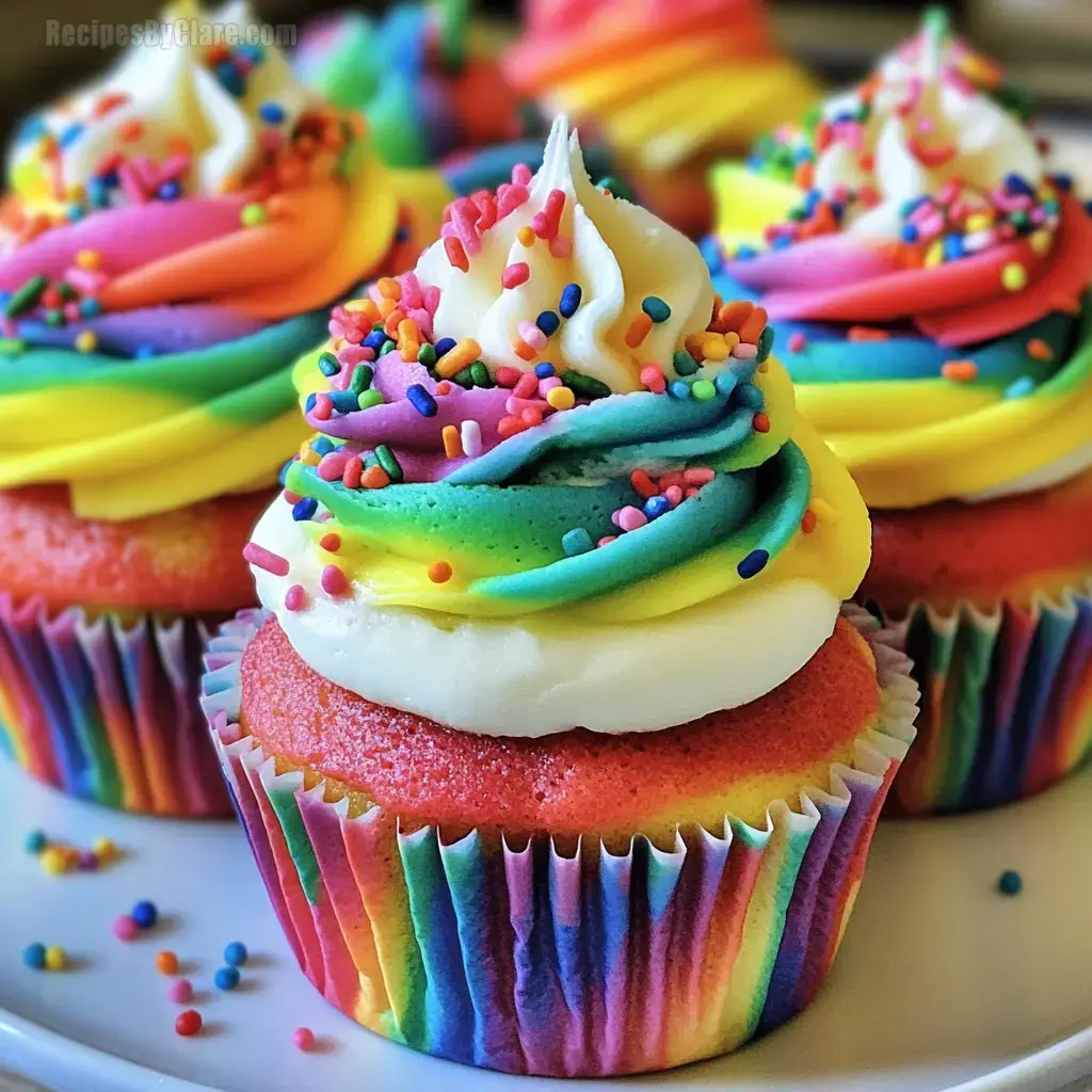 Bright Rainbow Cupcakes