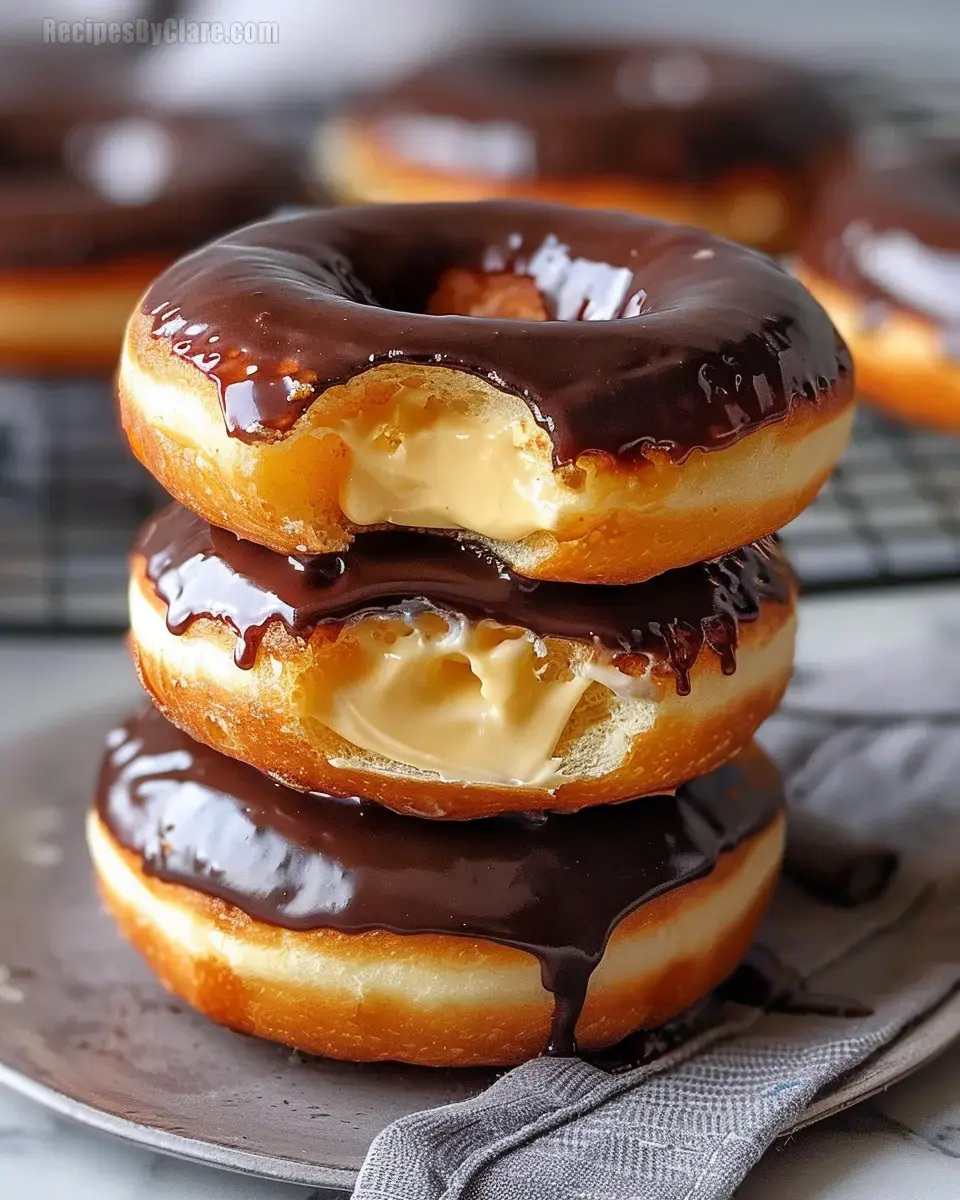 Soft Boston Cream Doughnuts