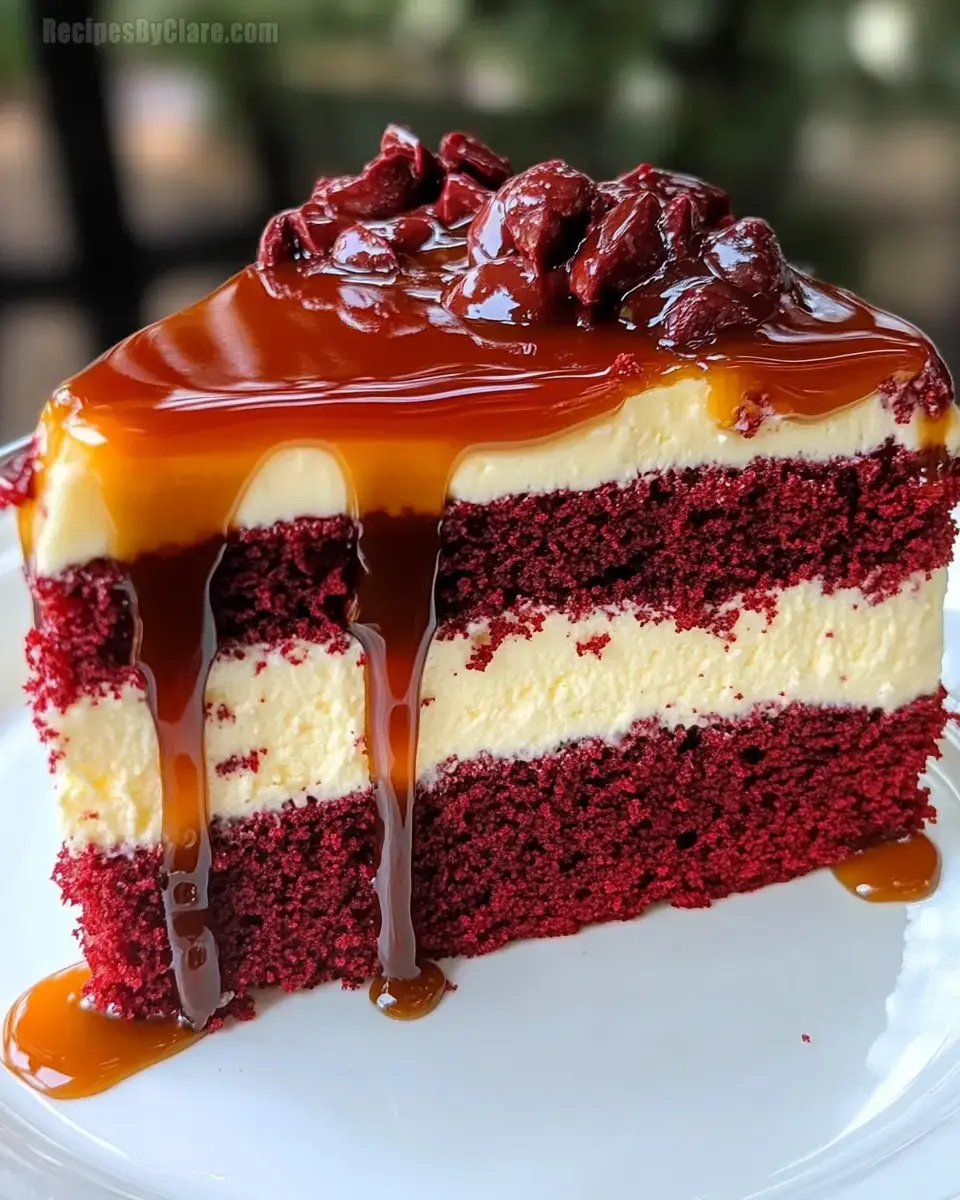Velvet Cheesecake with Caramel Topping