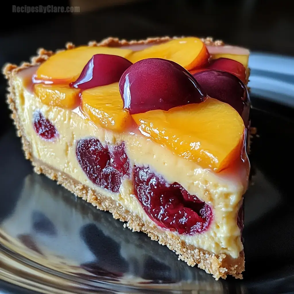 Delightful Summer Peach Plum Cheesecake