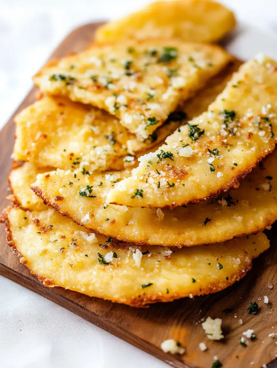 Golden, crispy fried potato rounds topped with herbs and crunchy breadcrumbs on a wood serving board beside a zesty lemon wedge.