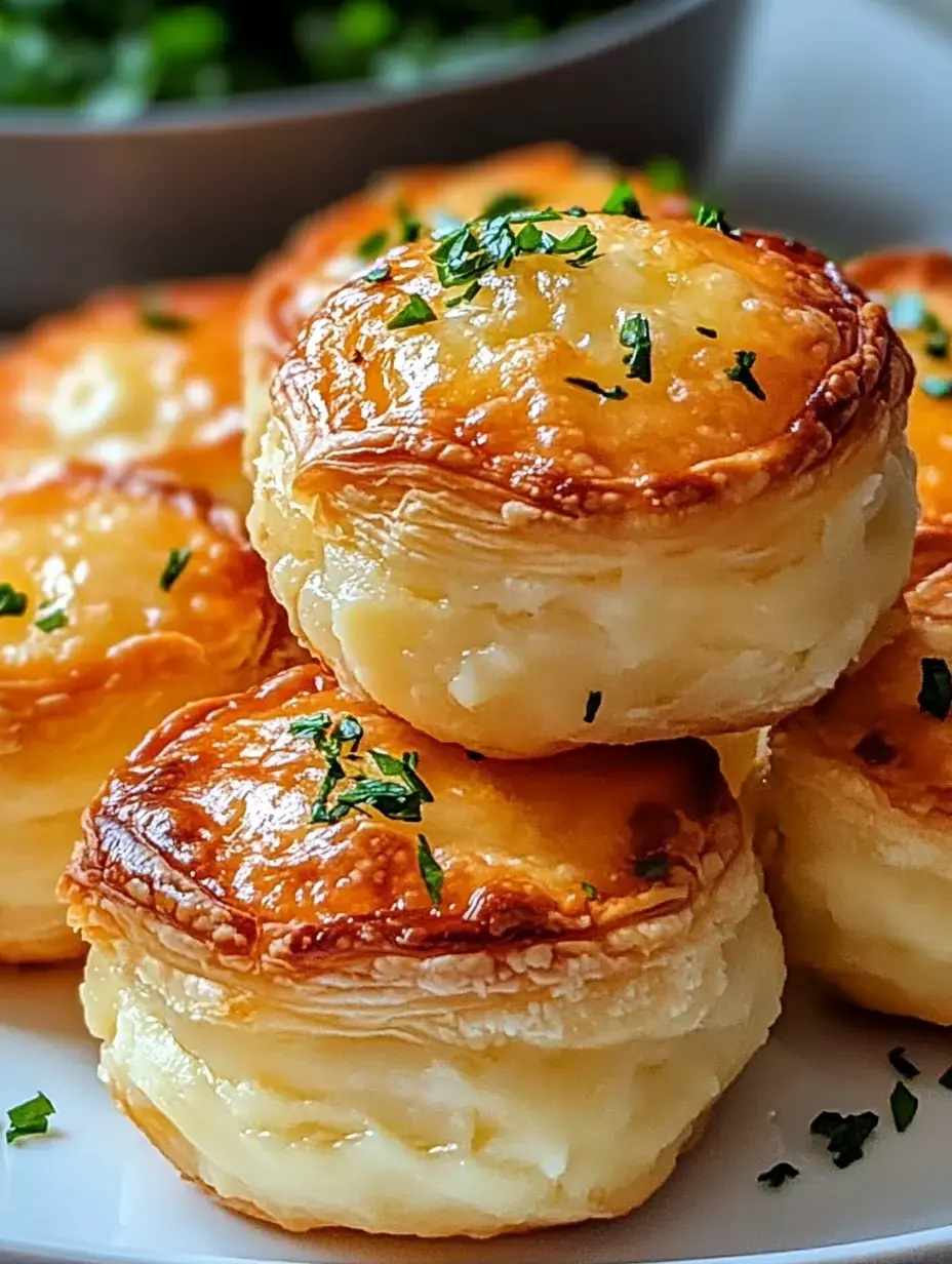 Golden, fluffy bite-sized puffs finished with a sprinkle of parsley and a creamy mash center.