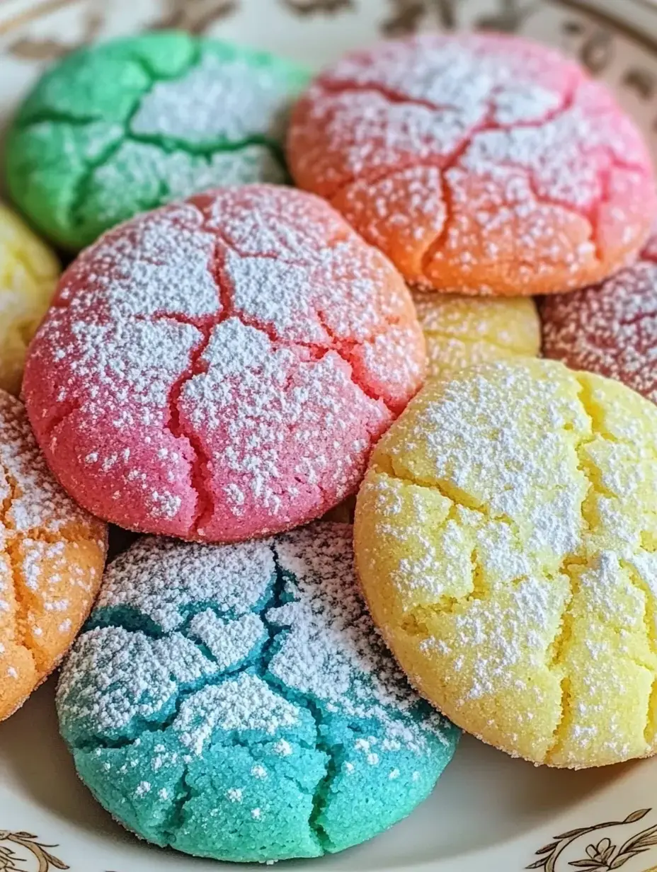 Bright sugar-crusted cookies in blues, pinks, greens, yellows, and orange are laid out on a pretty plate.
