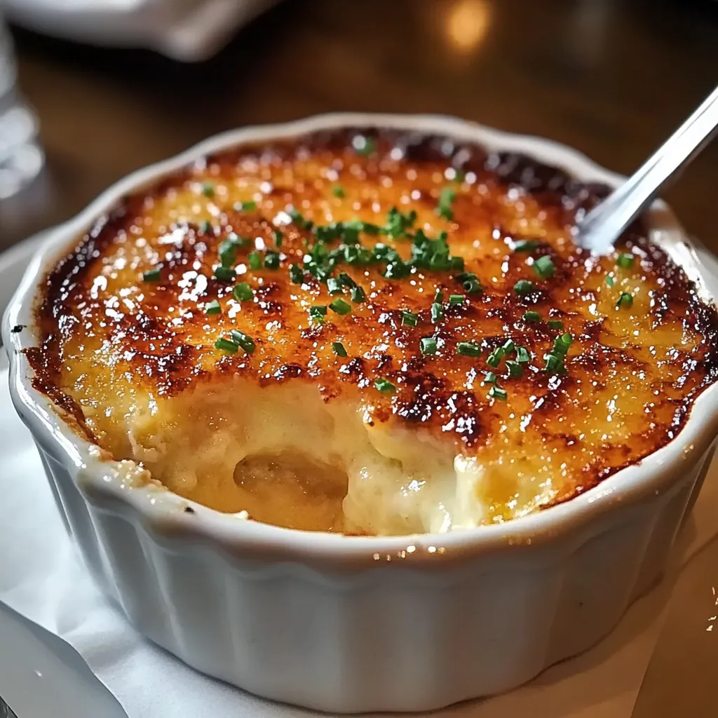 creamy crab brûlée dish