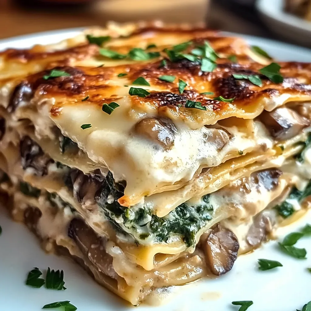 Creamy Spinach and Mushroom Lasagna