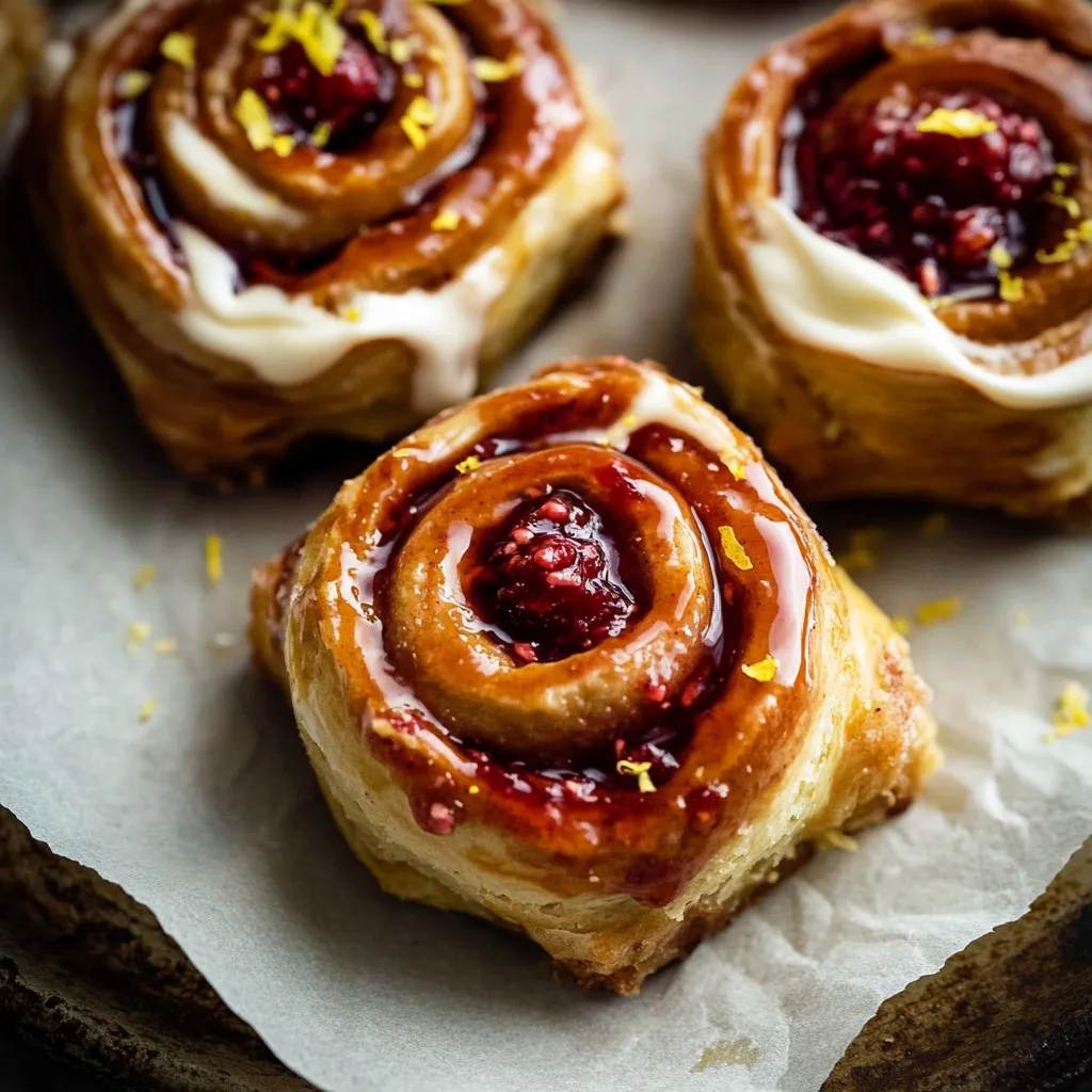 Fluffy Vegan Raspberry Rolls with Lemon