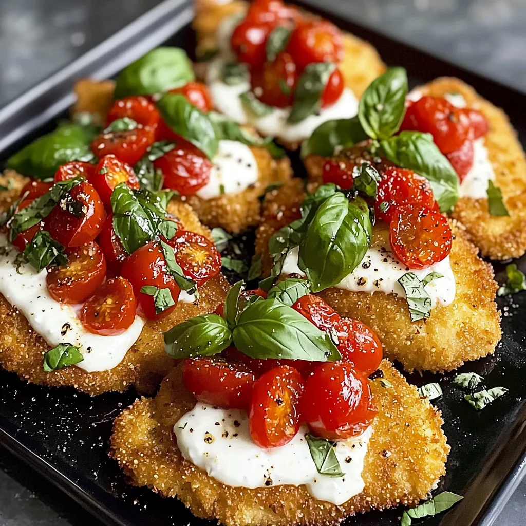 Basil chicken topped with burrata