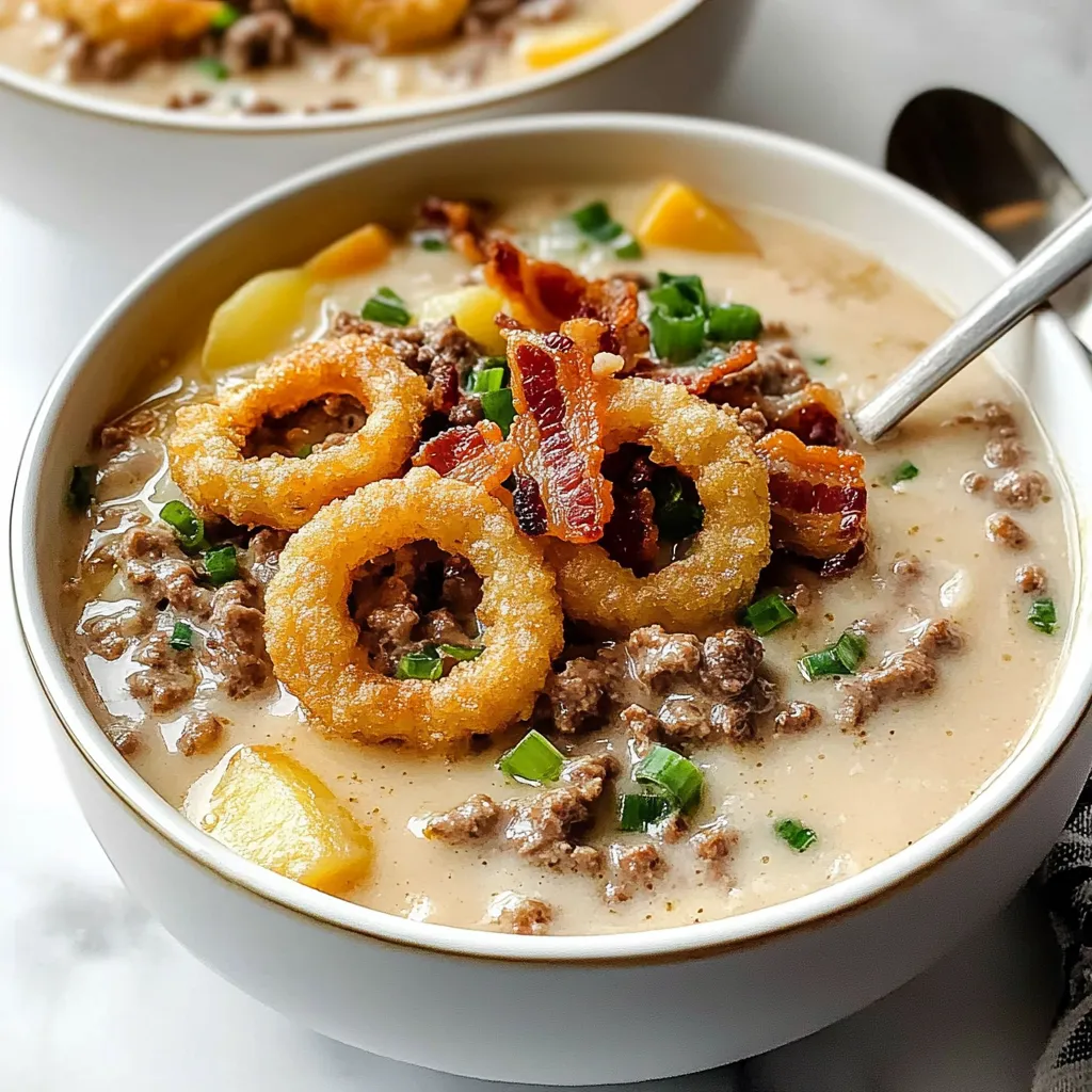 Easy Cheeseburger Soup Bowl