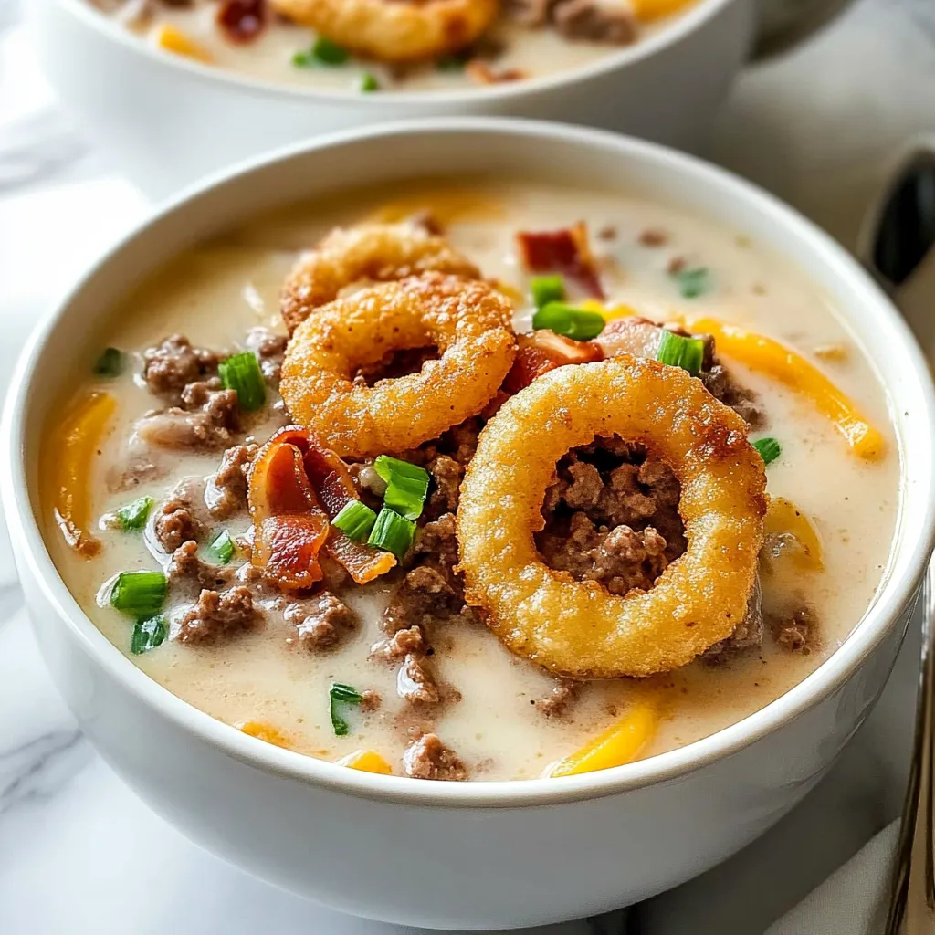 Cheeseburger Soup Bowl Closeup