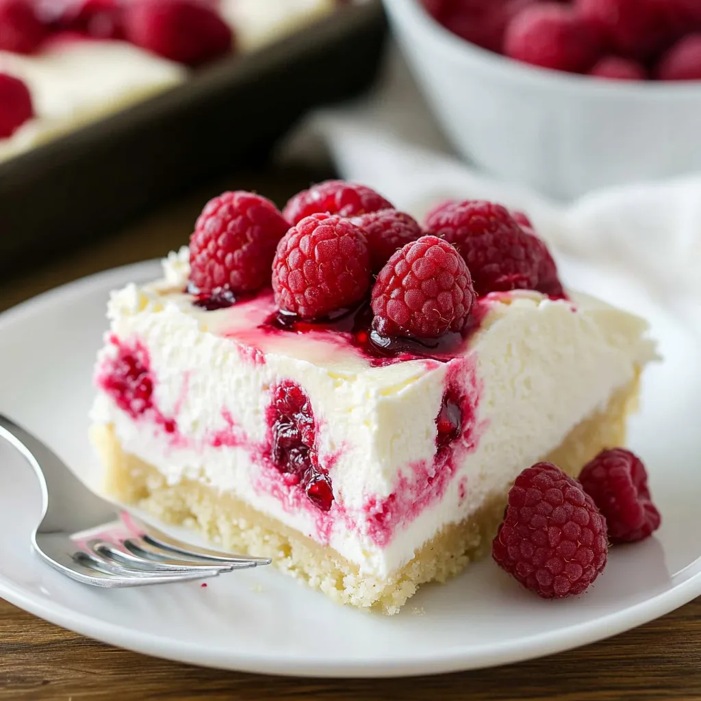 Close-up White Chocolate Raspberry Poke Cake