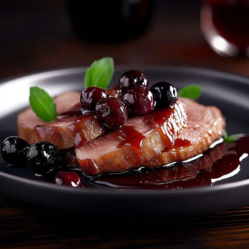 Golden Duck with Cherry Sauce
