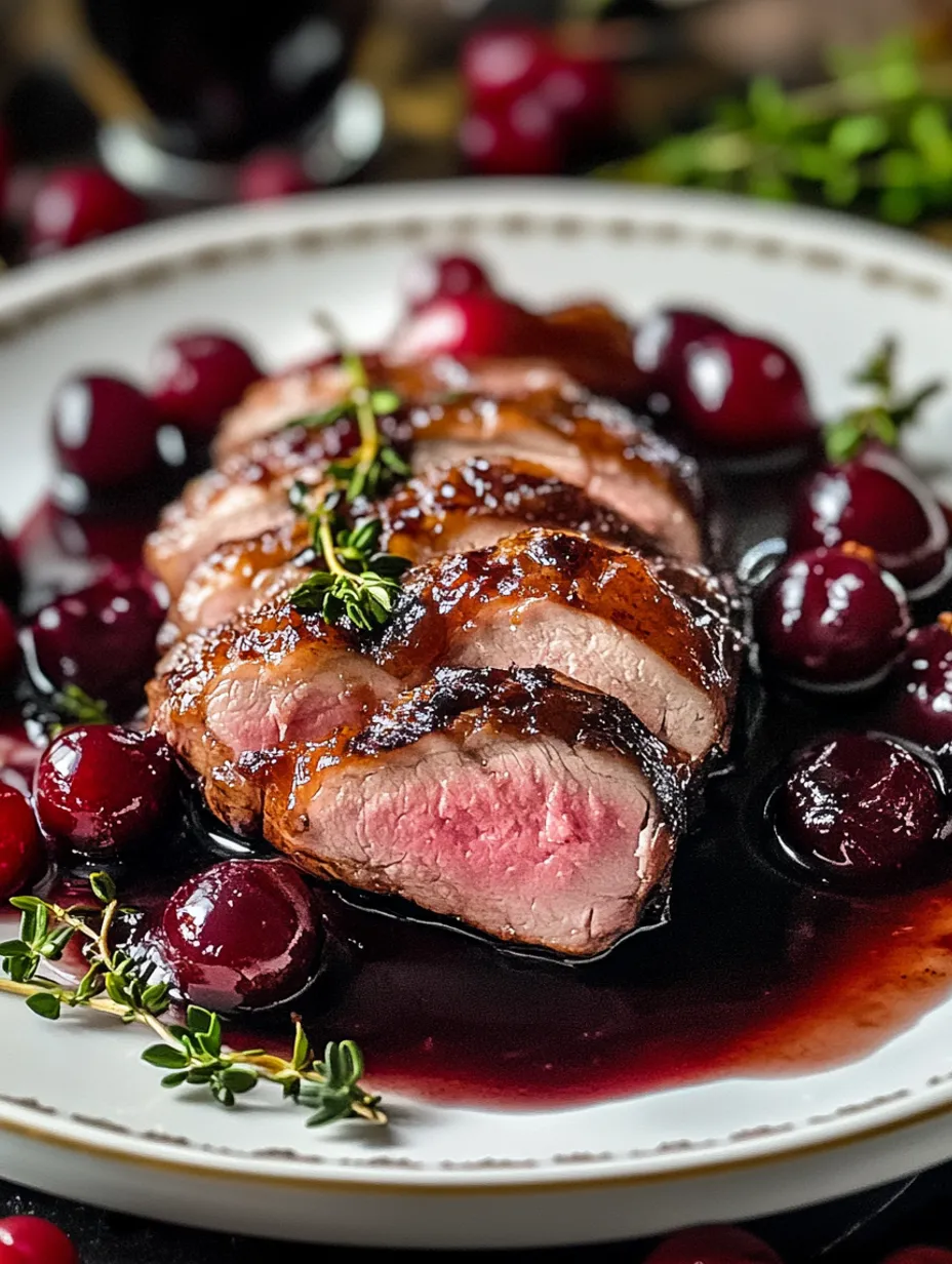 Seared Duck Breast with Cherry Reduction Dish