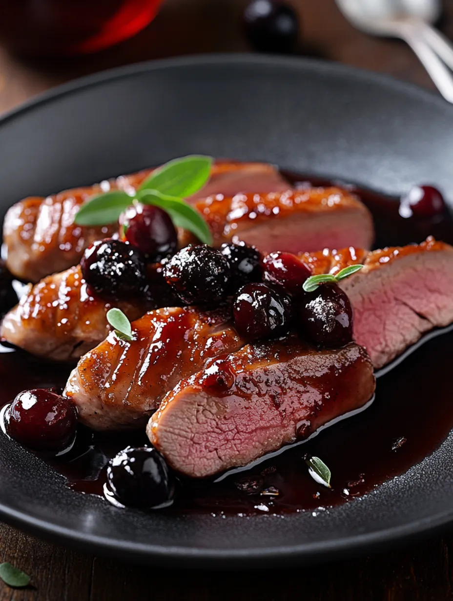 Duck Breast with Cherry Pinot Wine Finish