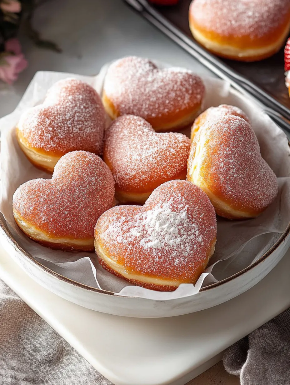 Heart Shaped Donuts with Strawberry Cheesecake Filling
