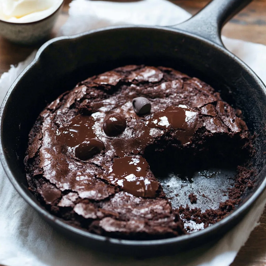 Soft Flourless Brownie Skillet