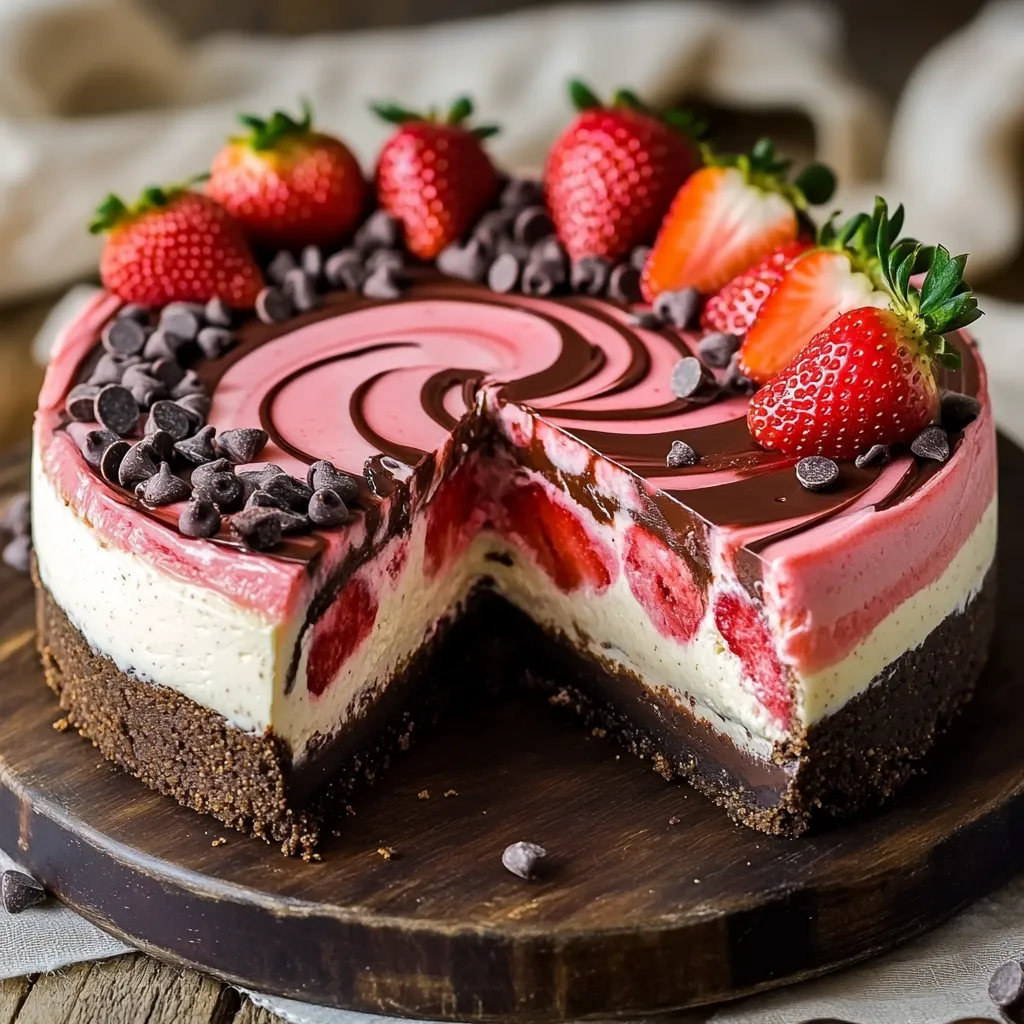 Chocolate Strawberry Swirl Cheesecake How-To
