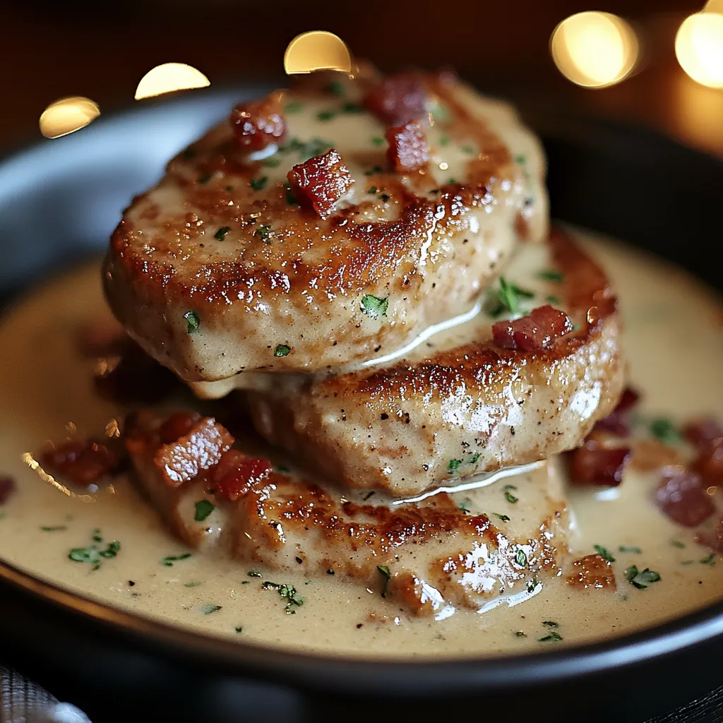 Zoomed-In Crispy Pork Chops with Bacon Gravy