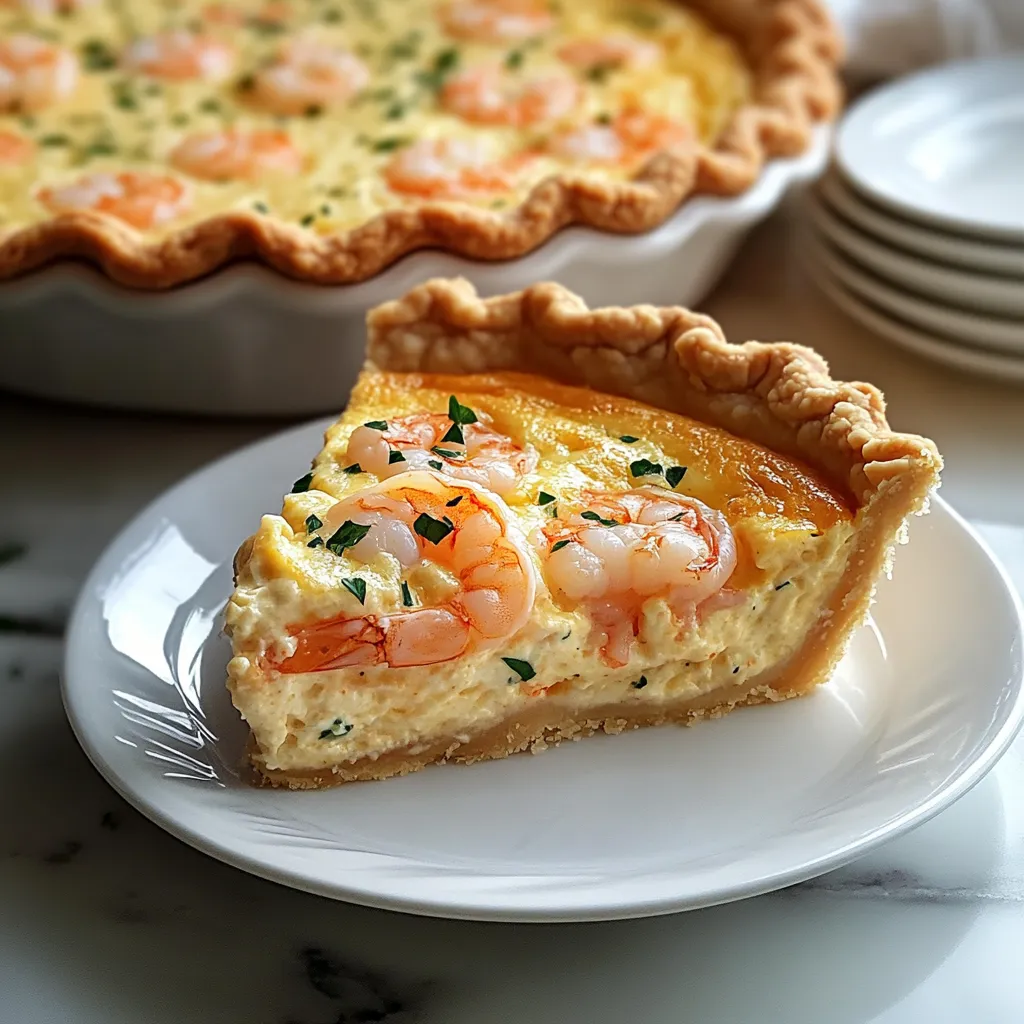 Slice of Florida shrimp pie up close