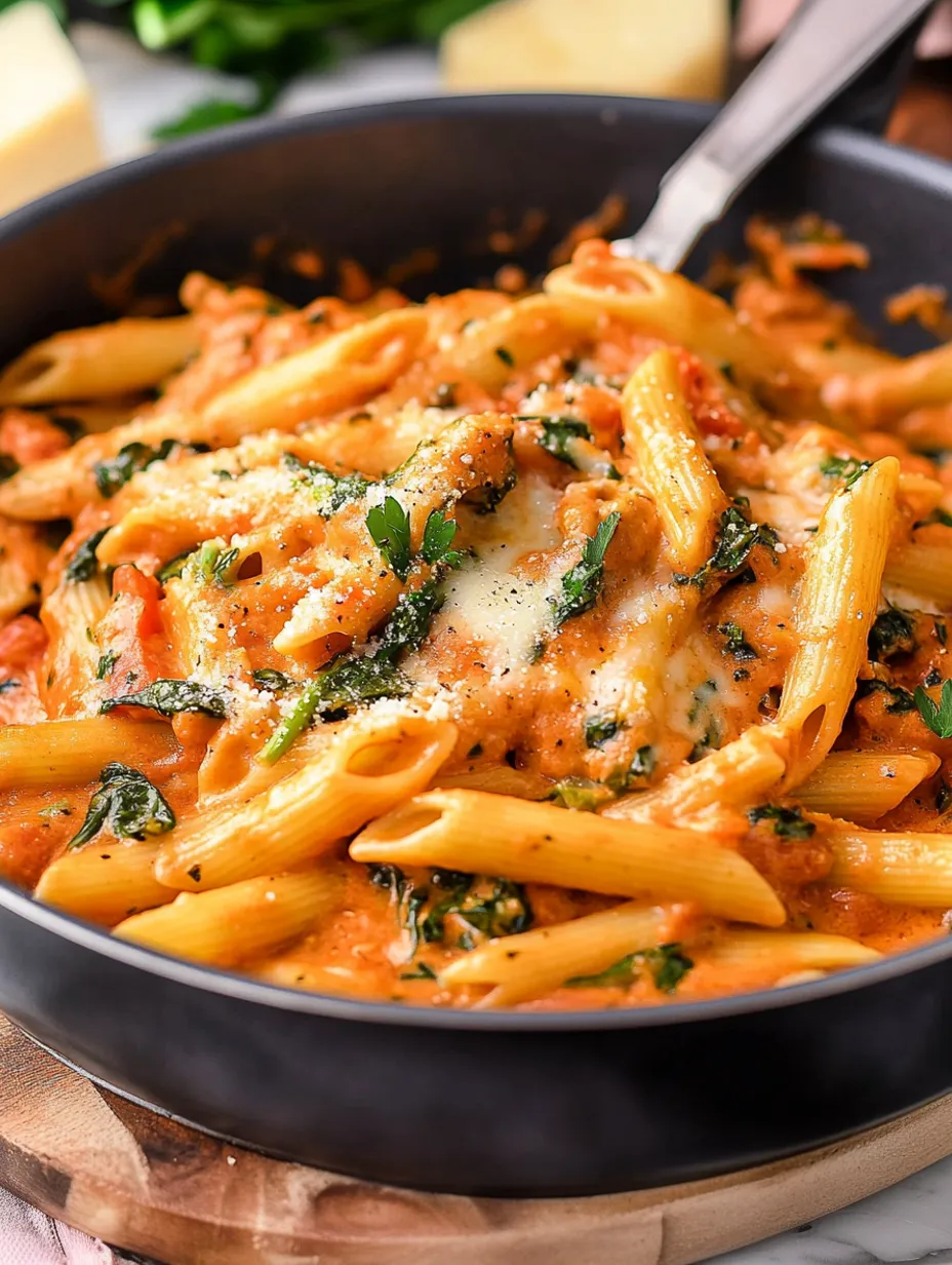 Creamy Penne Rosa Pasta with Spinach & Mozzarella