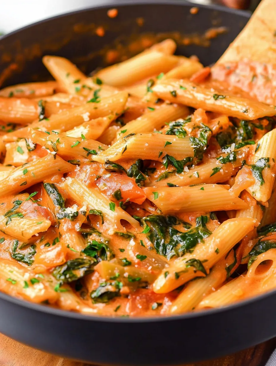 Creamy Penne Rosa Pasta with Spinach & Mozzarella Recipe