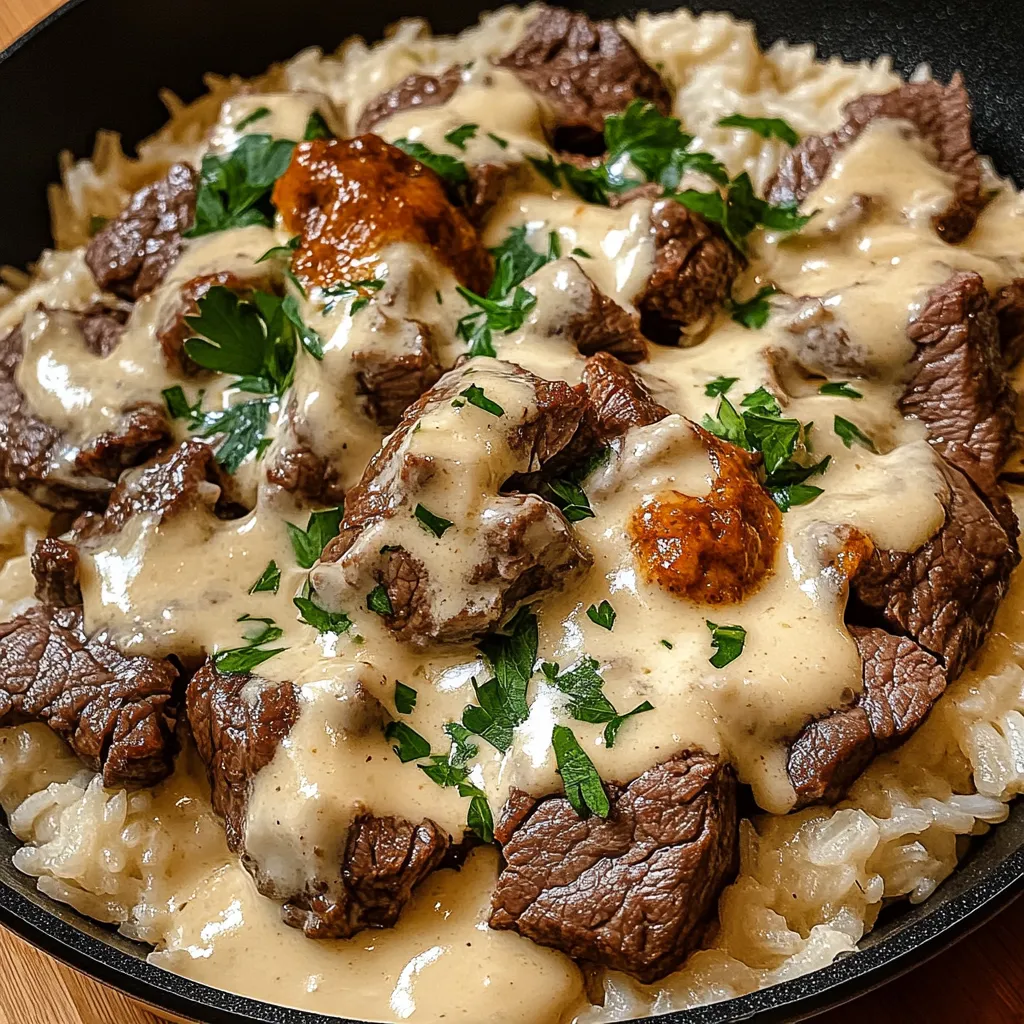 Easy Steak & Queso Rice