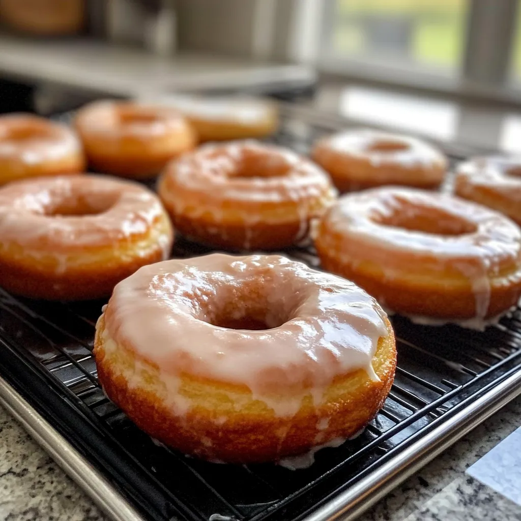 Golden brown glazed donuts