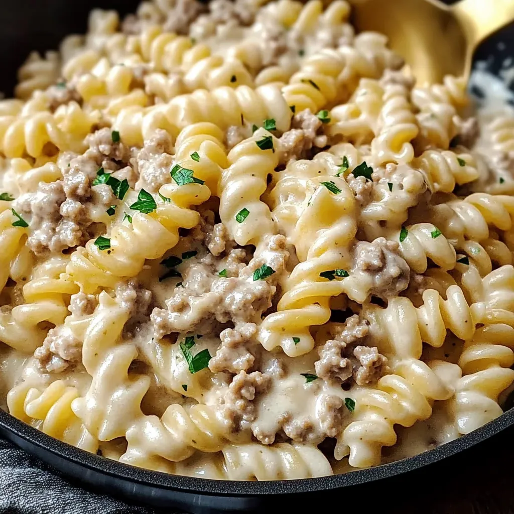 Easy Stovetop Creamy Ground Beef Pasta
