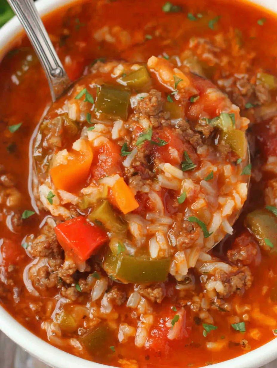 A bowl of soup with a spoon in it.