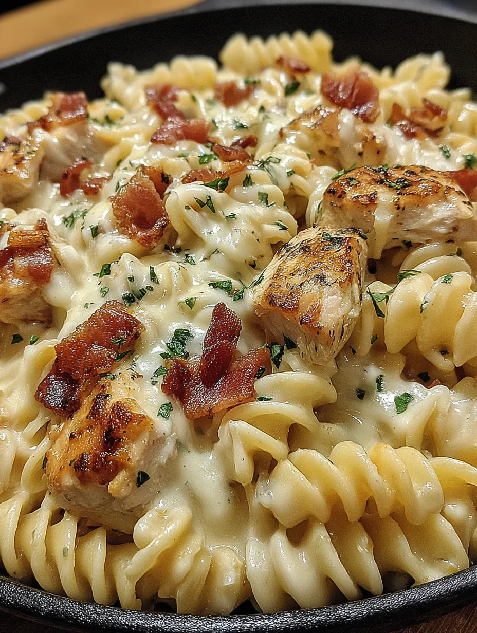 A plate of chicken bacon ranch pasta.