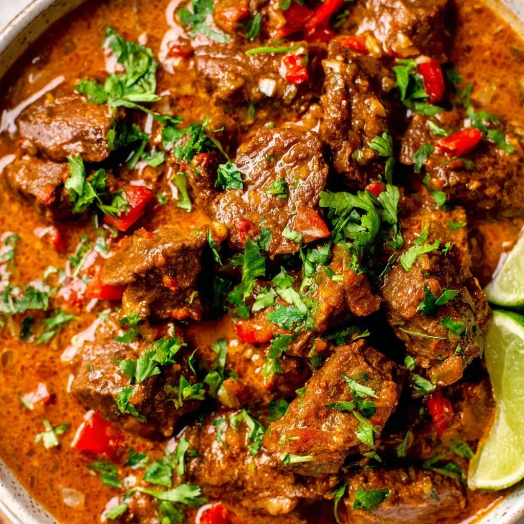 A bowl of meat with peppers and onions.
