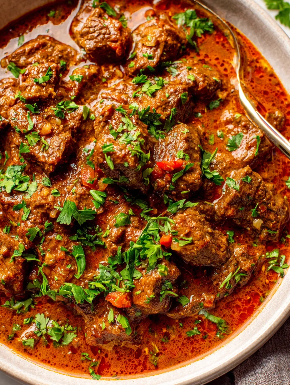 A bowl of meat with a spoon in it.