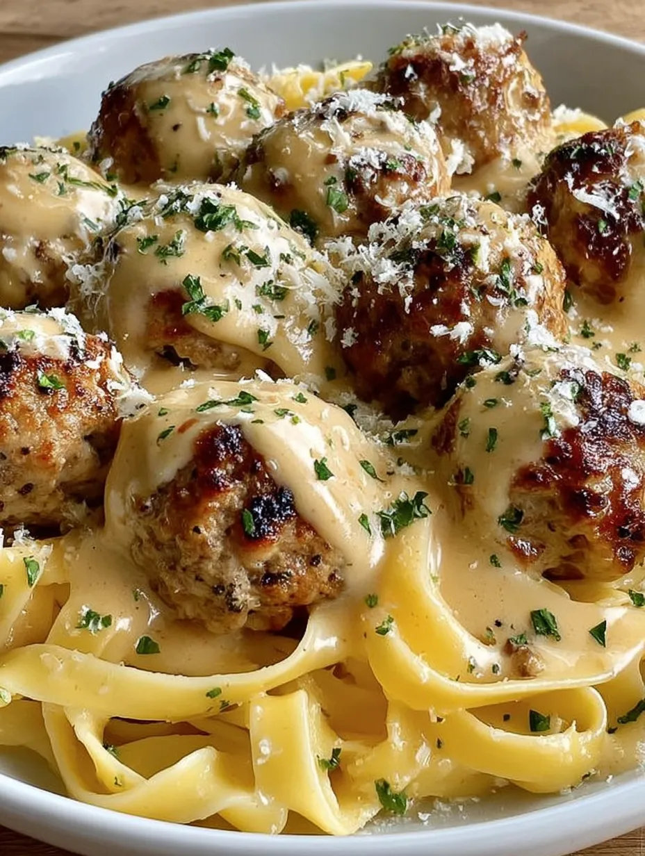 A plate of meatballs covered in garlic butter and Parmesan cheese.