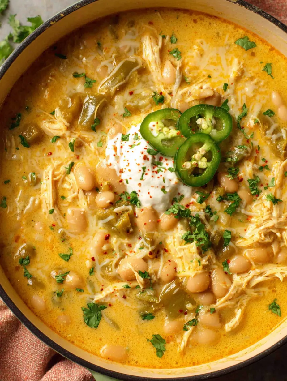 A bowl of chili with green peppers and jalapenos.