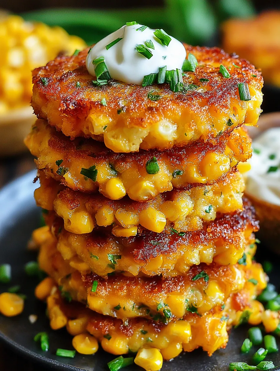 A stack of cheesy corn fritters.
