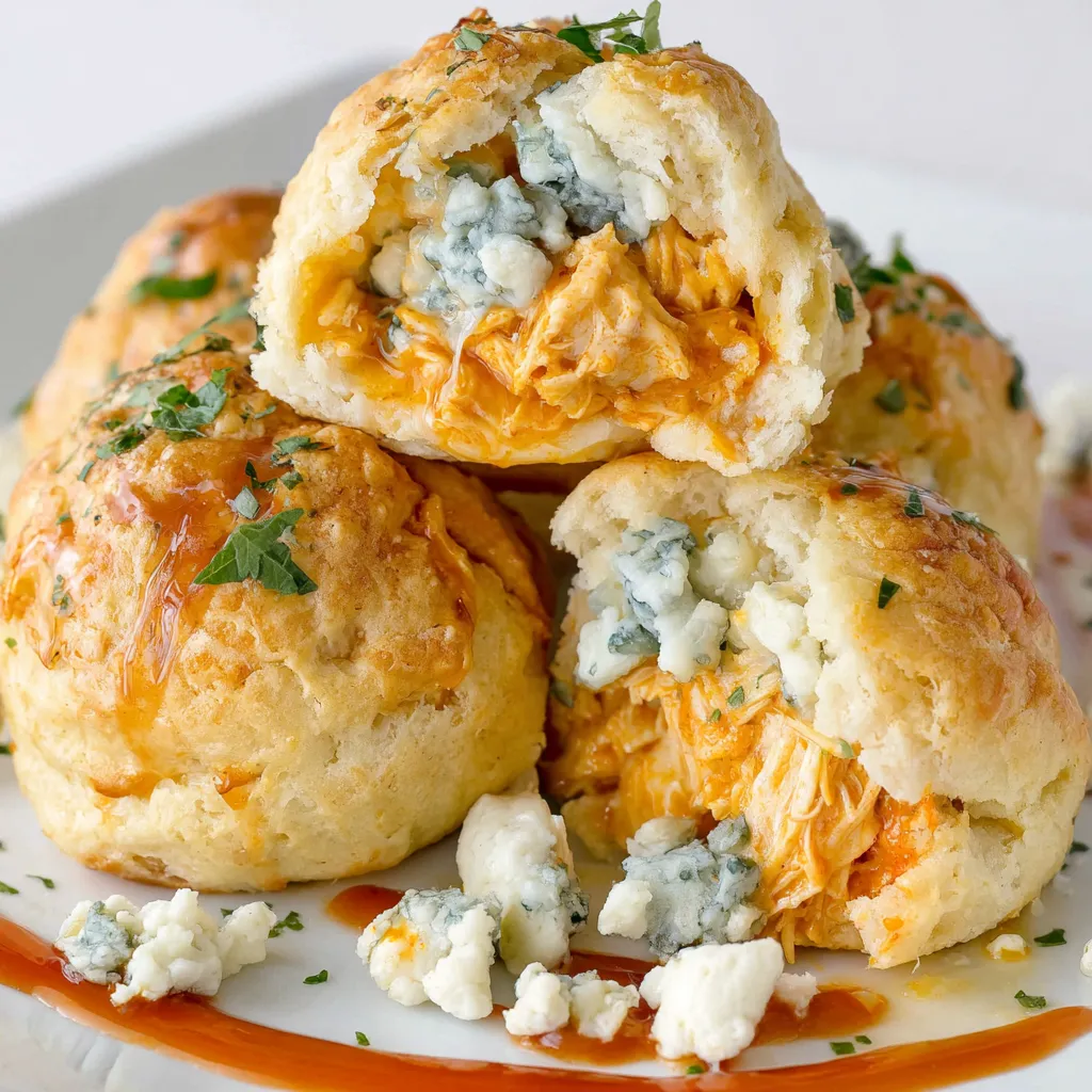 Three pieces of Buffalo Chicken Bombs.