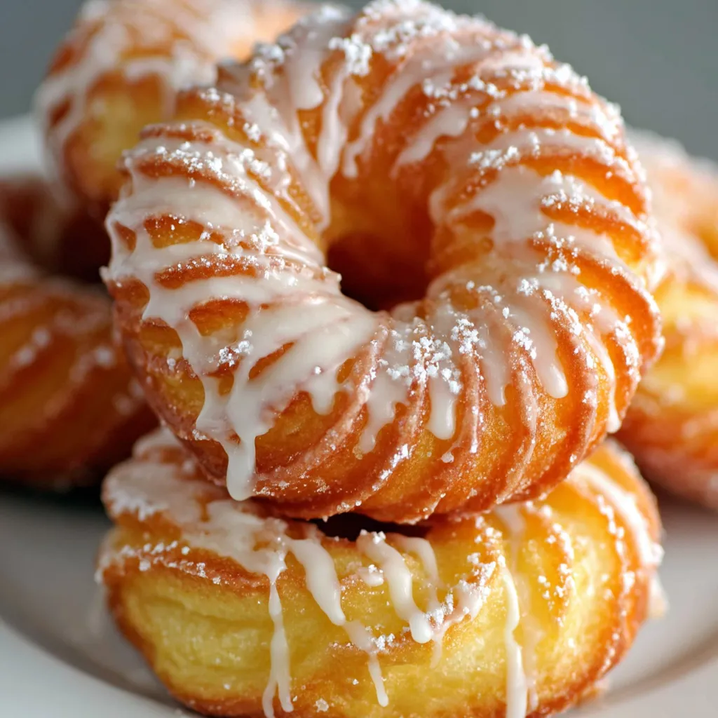 A plate of baked French cruller donuts.