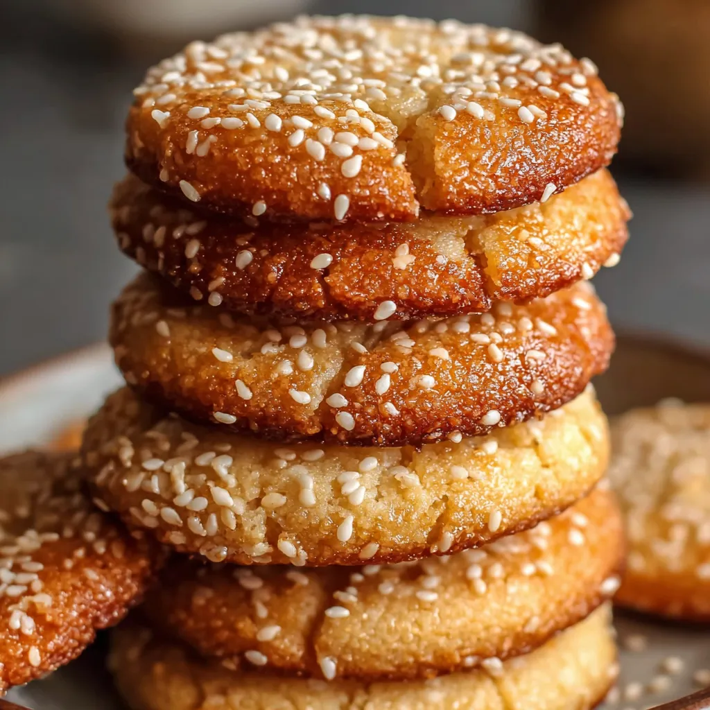 A stack of sesame honey cookies.