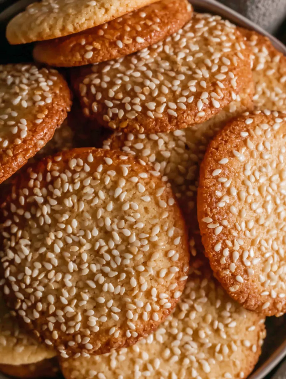 Sesame honey cookies on a plate.