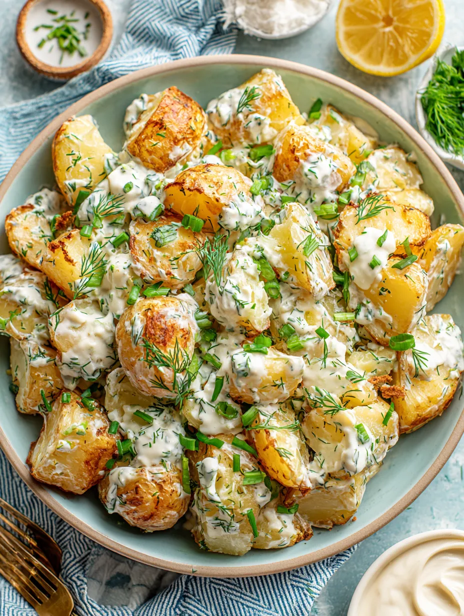 A bowl of crispy potato salad.