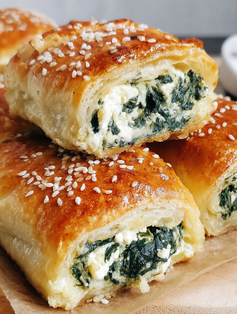 A stack of spinach and ricotta rolls.