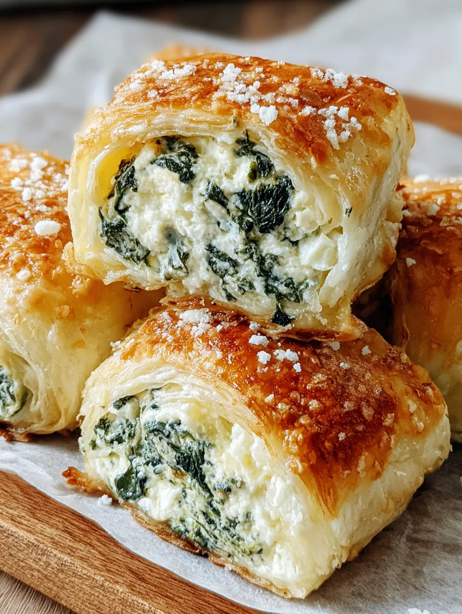 A stack of spinach and ricotta rolls.