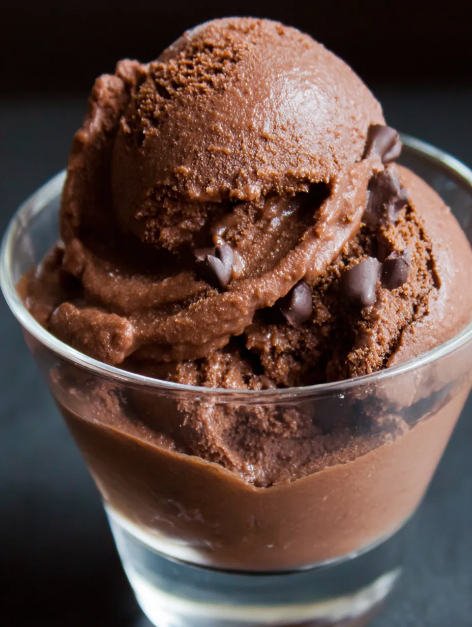 A chocolate sorbet in a glass.