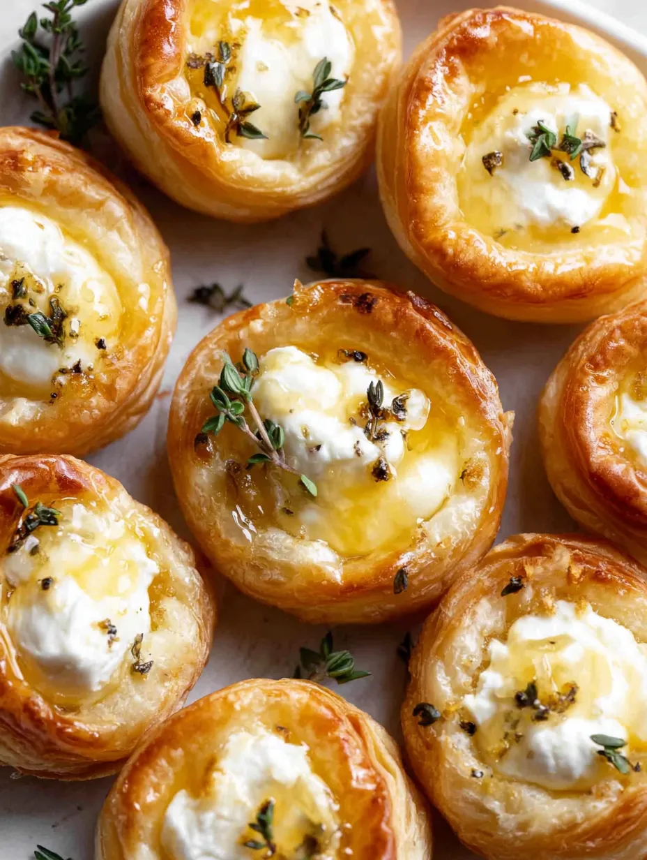 Goat cheese and honey bites on a table.
