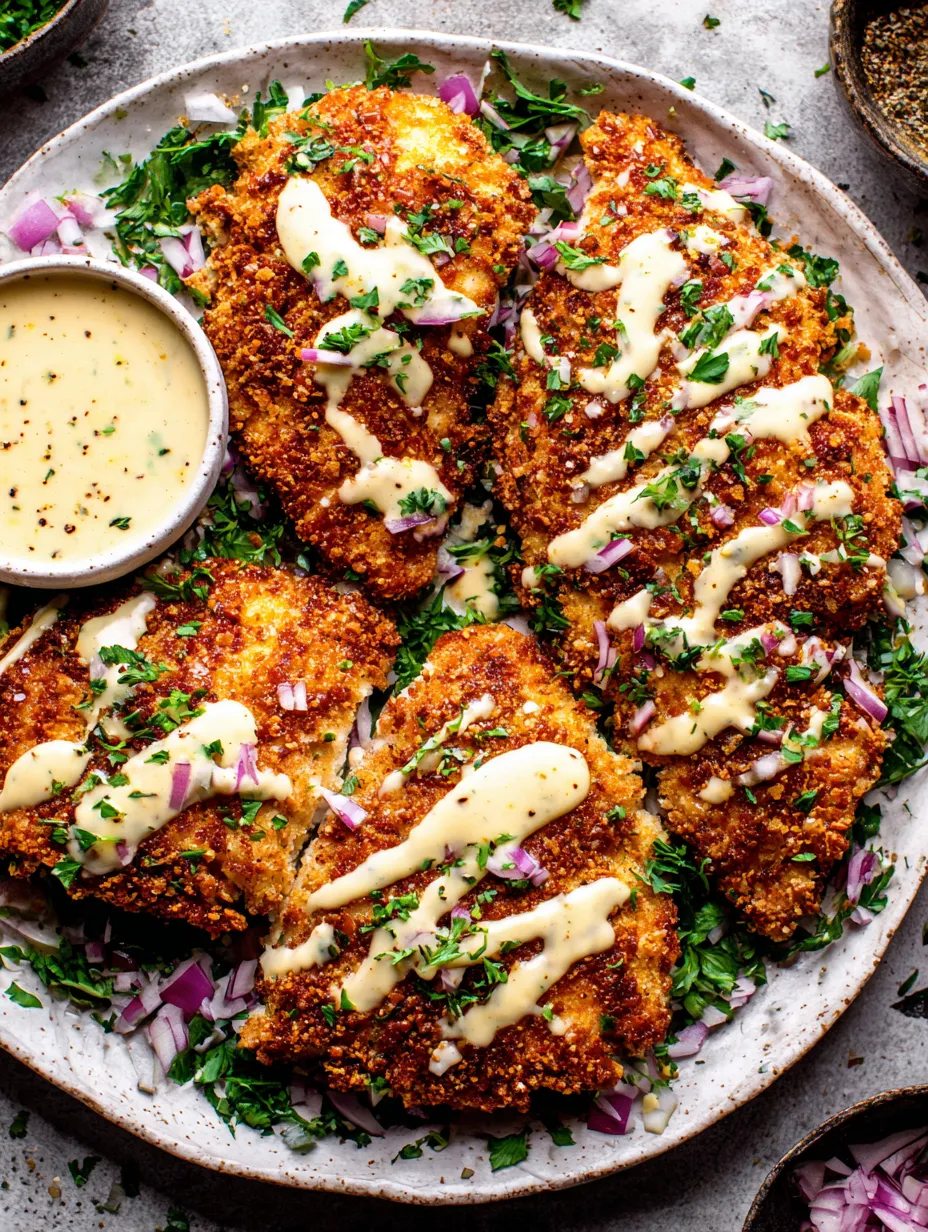 A plate of chicken with sauce on it.