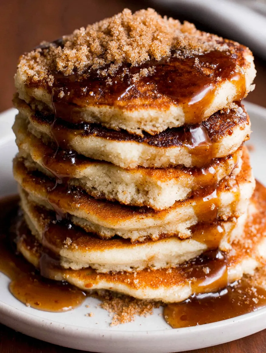 A stack of cinnamon brown sugar pancakes.