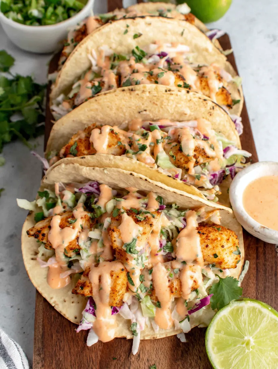 Fish tacos with sauce.