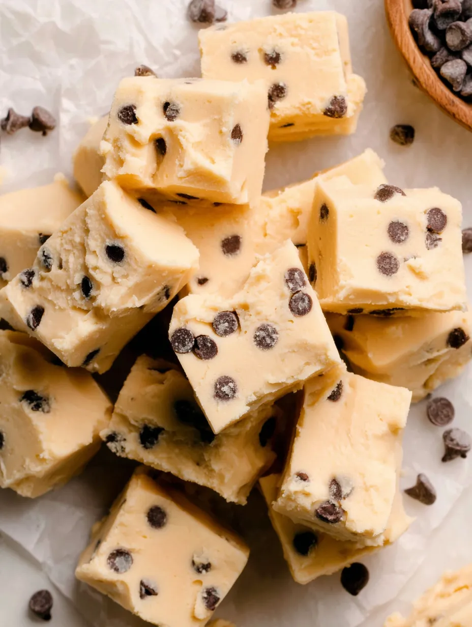 A close up of chocolate chip cookie dough.