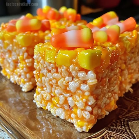 Candy Corn Krispies Bars