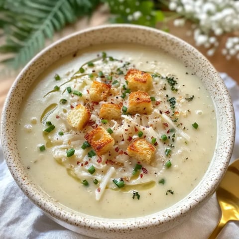 A rich soup bowl topped with crunchy croutons, chopped green onions, and spicy red pepper flakes.
